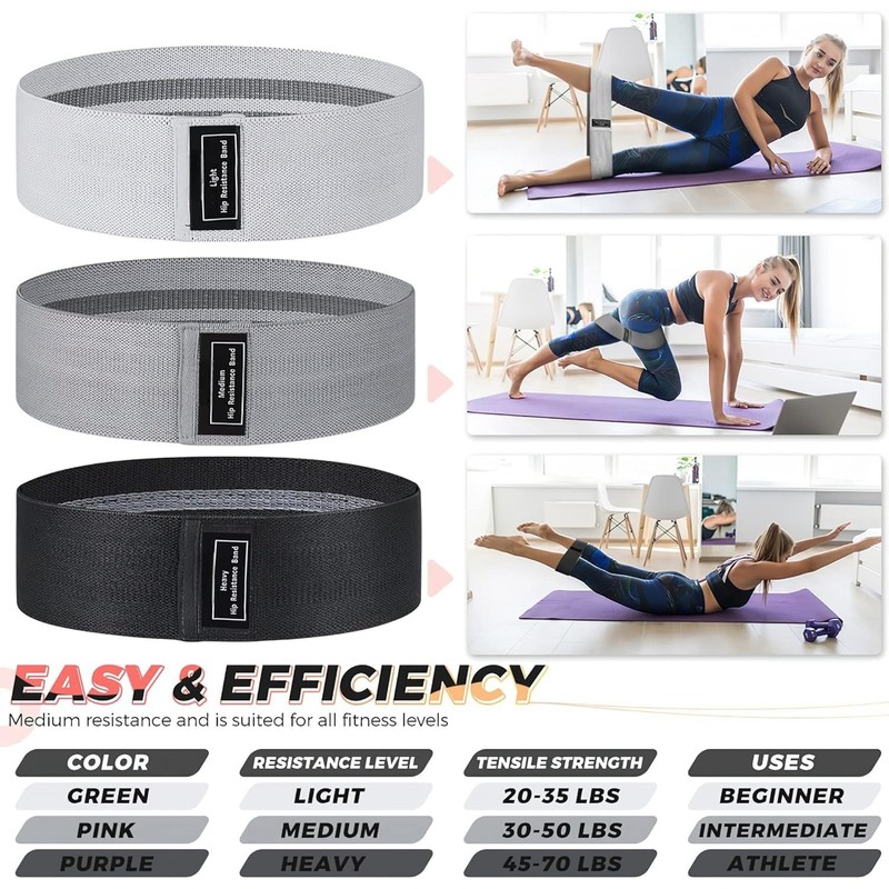 Resistance Bands for Legs and Butt, JR INTL Fabric Workout