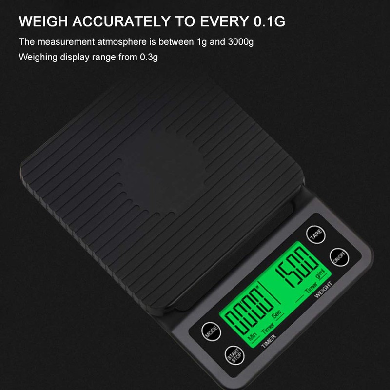 Eacam Accurate Electric Kitchen Scale,3kg 0.1g Coffee Scale with Timer