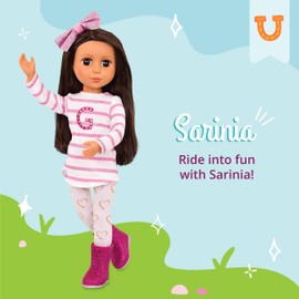Glitter Girls – 14-Inch Fashion Doll – Straight Brown Hair & Brown Eyes – Striped Tunic & Glitter Boots – Hair Bow & Heart Leggings – 3+ Years– Sarinia