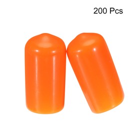 MECCANIXITY 200pcs 10mm(3/8") Rubber End Caps Cover PVC Vinyl Screw Thread Protector Round Wire Shelf Caps for Screw Bolt Pipe Fence Post, Orange