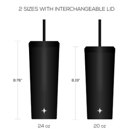 JoyJolt Vacuum Insulated 24 oz Tumbler with Lid and Straw (2 Each) Vacuum Double Wall Stainless Steel Tumbler, Copper Lined for 12Hr Hold/Cold Drinks. Leakproof Water Bottle, Tea or Iced Coffee Cup