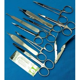 CYNAMED USA 10 PCS SUTURE LACERATION MEDICAL STUDENT SURGICAL INSTRUMENTS KIT+5 BLADES#11