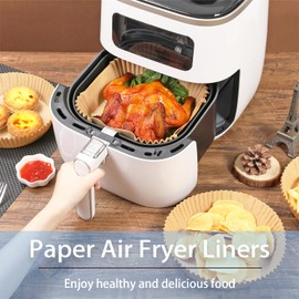 200 forros de papel para freidora de aire, desechables, antiadherentes, para freidora de aire de 4 a 8 cuartos de galón, resistente al aceite, papel de hornear, para microondas (cuadrados, 8 pulgadas)