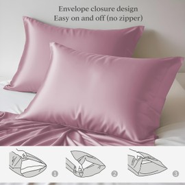 LINENWALAS 100% Rayon Derived from Bamboo Silk Pillow Cases Set of 2, Soft Breathable Pillowcase, Hotel Luxury Cooling Pillow Covers King Size with Envelop Closure (20 x 40, Lilac)