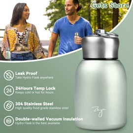 Gets Mini 9 oz Stainless Steel Water Bottle, 280ML Vacuum Insulated Water Bottle Leak Proof Sport Tumbler Cup Hot and Cold Water Bottle (Green)
