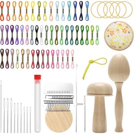 Darning Egg Darning Mushroom for Socks Darner Egg Kit Include 14 Hooks Small Weaving Darner Loom 9 Large Eye Needles 50 Colors Thread for DIY Handicraft Home Sewing Care