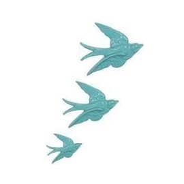 Sass & Belle Blue Vintage Style Ceramic Wall Art Plaques (3 Swallows, Stone, Duck Egg, Wall Plate)