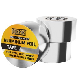 Lockport Aluminum Foil Tape 2" x225 ft - 3 Pack - Aluminum HVAC Tape - HVAC Duct Sealing, Dryer Vent, Heat Insulation & Ductwork Repairs - Heat Resistant, Waterproof, Professional Grade