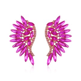 EVER FAITH Angel Wings Stud Earrings Marquise Shaped Rhinestone Crystal Wing Earrings for Women and Girls Wedding Prom, Crystal