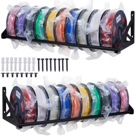 EROTASH 2 Pack 3D Printer Filament Storage Rack, Filament Rack Wall Mount, 3D Filament Storage Shelf, Filament Spool Holder for 3D Printer Rolls, Heavy Duty Metal Organizer for 3D Printing Studio