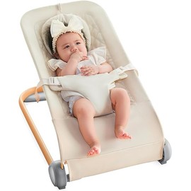 Fodoss Baby Bouncer, Portable Bouncer Seat for Babies, Ergonomic Design Baby Bouncer Chair, Baby Bassinet for Infants, Beige