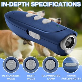 HomeFunk Anti Barking Device for Dogs, Ultrasonic Dog Deterrent Control Sonic Dog Barking Deterrent Devices Anti Barking Device Stop Dog Barking Barking Deterrent Devices (Ultra 4 Mode Style Blue)