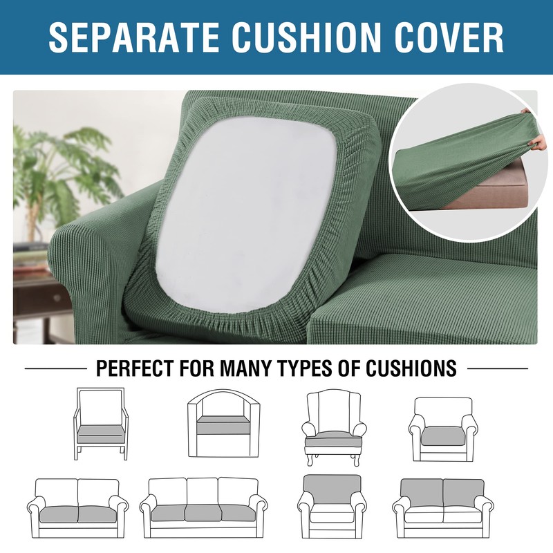 H.VERSAILTEX 3 Piece Stretch Sofa Covers for 2 Cushion Loveseat