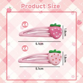 8 Stücke Erdbeer-Haarnadeln, Kreative Früchte Haarnadeln, Lustige Bangshaarnadeln, Mädchen In Rosa Haarzubehör, Niedliche Nicht-Schlupf-Haarnadeln, Friseur-Dekor-Clips.