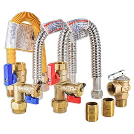 Metpure TKLS-CK Tankless Water Heater natural propane gas Isolation Valve 3/4" Kit | Compatible Noritz Rheem Rinnai Takagi Navien Service Flushing Valves| Lead-Free Complete Easy to Install Flush Kit