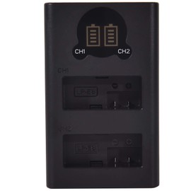 DSTE LP-E8 Dual LCD Battery Charger Compatible with Canon EOS 550D 600D 650D 700D Kiss Digital X4 X5 X6i X7i Rebel T2i T3i T4i T5i Camera with Type-C and Micro-USB Port