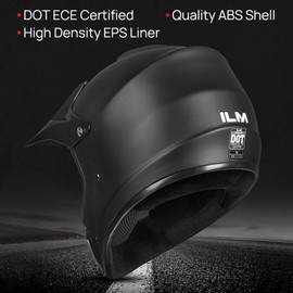 ILM Youth Kids Dirt Bike Helmet ATV Motocross DOT Off-Road Street Helmet Goggles Gloves Full Face Protective Helmet Model BLD-818(Matte Black,Youth-Medium)