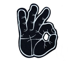 Undisclosed black ok hand sign W2.5" X H3.3" Embroidered Iron On Patch 2851