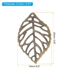 [PATIKIL] 50pcs 23mm Leaf Pendant Metal Tree Leaf Beads for Jewelry Making Bulk Leaf Charm Mesh Bracelet Necklace Earrings Keychain Style 1 Bronze