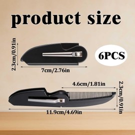 Folding Pocket Beard Comb for Men, Stainless Steel Folding Comb, 6-Pack Folding Beard Comb – Portable Pocket Size, Smooth Fine Teeth, Durable & Travel-Friendly