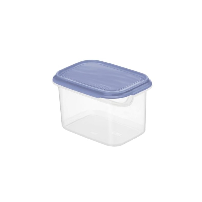 Rotho 0.75 Litre Rectangular Container, Blue Lid, Clear, 0.75 Litre