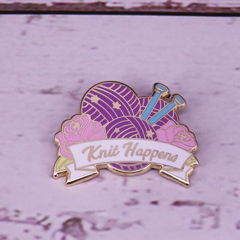 Knit Happens Enamel Pin Pastel Knitted Themed Badge Brooch For