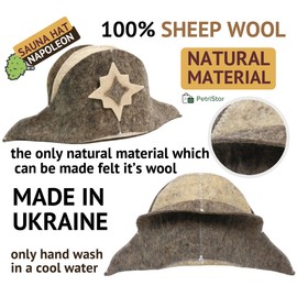 Wool Sauna Hat for Men and Women Napoleon Protect Hair - Banya Hat for Men - Felt Sauna Hair Protector - Portable Sauna Head Cover Grey