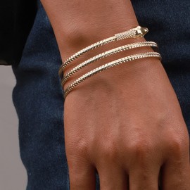 Atentuyi Snake Bracelets Gold Bangle Layered Hand Chain Bohemian Bracelet Punk Jewelry for Women and Girls