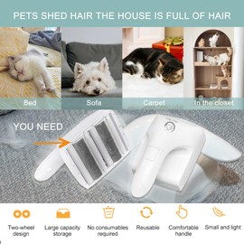 Roller Pet Hair Remover and Reusable Lint Roller, Cat and Dog Hair Remover for Furniture, Couch, Carpet, Clothing and Bedding Portable Multi-Surface Fur Removal Tool