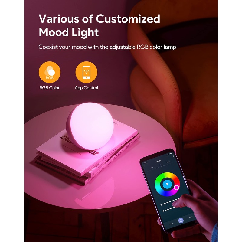 Hifree Smart LED Table Lamp, Bedside Lamp, Touch, Dimmable, Works