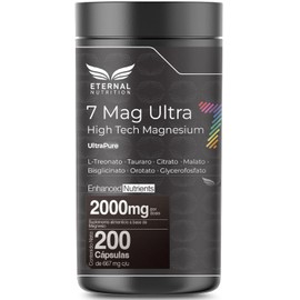 SEVEN MAG ULTRA 7 Tipos de Magnesio 200 capsulas (2000mg por porcion) con L Treonato de Magnesio, Citrato de Magnesio, Glicinato de Magnesio, by Eternal Nutrition - Ingredientes Naturales Premium de USA