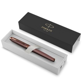 PARKER IM Monochrome Fountain Pen | Blue Ink | Burgundy Surface and Trims | Medium Nib | Gift Box