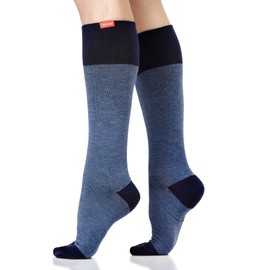 VIM & VIGR Cotton 30-40 mmHg Graduated Compression Socks for Women & Men (Navy Heathered Collection, Medium/Large (2)), Navy Heathered Collection, Medium/Large (1 Pair)