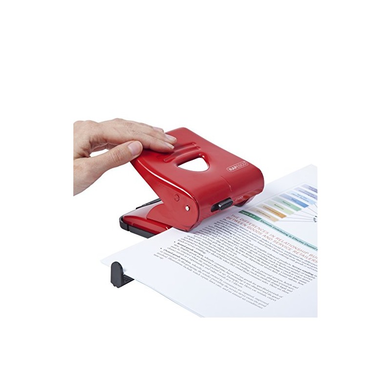 Rapesco PF827AR1 2-Fach Metalllocher 827, 30 Blatt Stanzkapazität, Rot