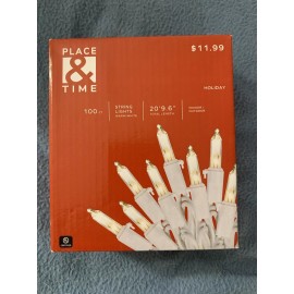 Place & Time White Christmas Lights - White Wire - 100 Count- Indoor/outdoor