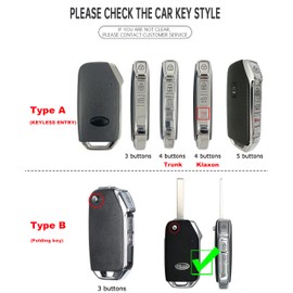 ontto luminous car key cover fit for Kia Telluride Stinger Soul Sportage Forte K5 Seltos KX5 K8 2019-2024 Flip Metal Smart Shell case key holder keyring keychain Accessories 3 buttons Black