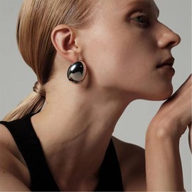 Chunky Gold Hoop Earrings for Women, Lightweight Waterdrop Hollow Open Hoops Tear Drop Silver Gold Trending Oversized Statement Style Earrings Hypoallergenic Gold Plated Earrings Fashion Jewelry for