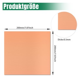 Uxney Copper Sheet, Copper Plate 200 mm x 200 mm x 0.5 mm, 99.9% Pure Copper Plate for DIY, Jewellery, Electrics, Repair, Industry (Pack of 2)