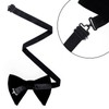 Black Velvet Bow Tie Pocket Square Cufflinks Set for Men,