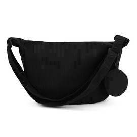 Andiker Crossbody Bags for Women, Large Capacity Canvas Shoulder Bag with 1 Detachable Small Bag Adjustable Strap Trendy Solid Color Ladies Cross Body Bags for Daily Use Travel (Black)