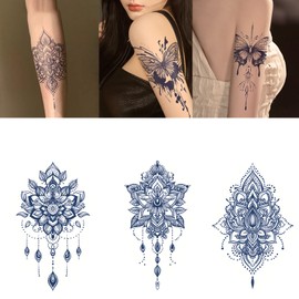 Calnklily Tattoo Body Art – 5 Pcs Large Semi-Permanent Tattoos, Long-Lasting & Waterproof, Realistic Look,Mysterious Temporary Tattoo Stickers for Adult Men & Wome. (Midnight Whisper)