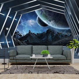 Bormia 3D Space Wallpaper Mural for Office Room Living Room Bedroom(Not Peel n' Stick)