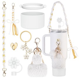 EDLMKM 8 Pcs Cup Accessories Set, Water Bottle Decor, Including Straw Cover, Water Bottle Handle Strap, Cup Boot, Charms for Cup, for Cup Tumbler