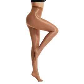 Frola Shaping Tights for Women 70D Shimmery Pantyhose Dance Tights for Ballet Footed Tights,Light Suntan,Large-X-Large