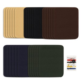 30 Pieces Iron on Patches with Sewing Kit, Multipurpose Hot Glue Patches Repair for DIY Clothes Jeans 3.9 x 5 Inch (Coffee, Black, Dark Green, Beige, Dark Blue)