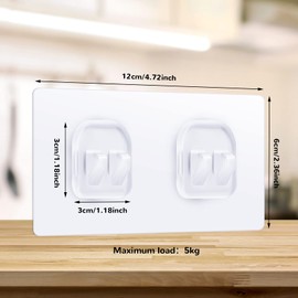 Jetec 8 Pieces Bathroom Shelf Adhesive Hooks Sticker Strong Hooks for Shower Caddy Basket Double Claw Wall Hooks Sticker for Kitchen Bathroom (6 x 12 cm)