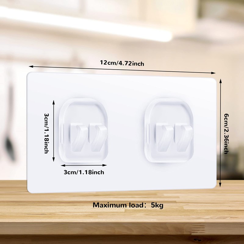 Jetec 8 Pieces Bathroom Shelf Adhesive Hooks Sticker Strong Hooks