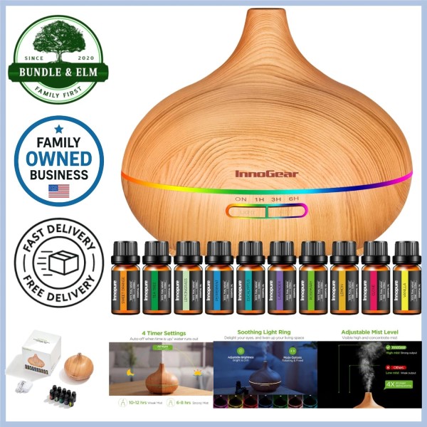 Unbranded Aromatherapy Diffuser Essential Oils Set 400ml Ultrasonic Humidifier Large