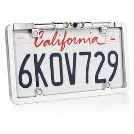 BOYO VTL275LTJ - Ultra Slim Full-Frame License Plate Backup Camera with Active Parking Lines and LED Lights (Chrome)