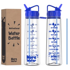 More Water Bottle With Straw, Motivational Time Markings 900ml - Drinking Tracker Bottles - Times to Drink - BPA Free Sports Bottles